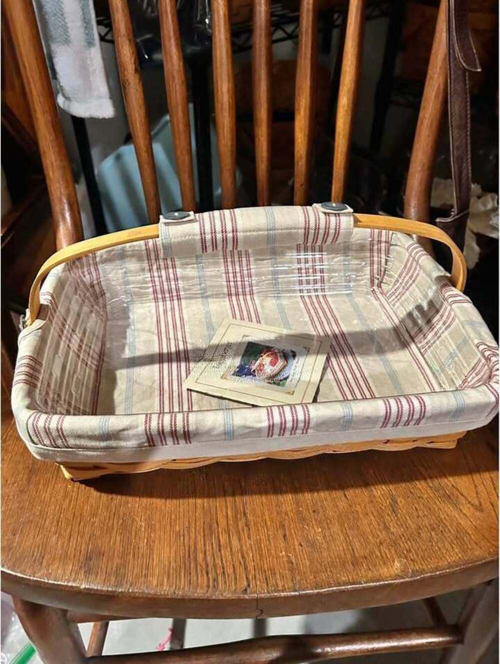 Longaberger 2002 Large Serving Basket with Liner and Protector
